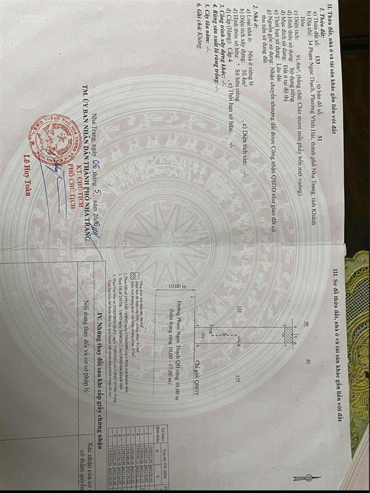 Chỉ 25.8tỷ sở hữu 205.2m2 ngang 9m mặt đường phạm ngọc thạch gần biển. vĩnh hải. bắc nha trang