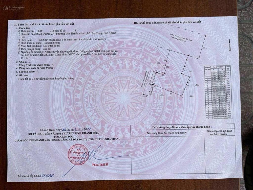 Bán lô đất đẹp mặt sông đường bờ kè 408m2 ngang 12,8m chỉ 200tr/m2. phường nha trang. đang cho thuê