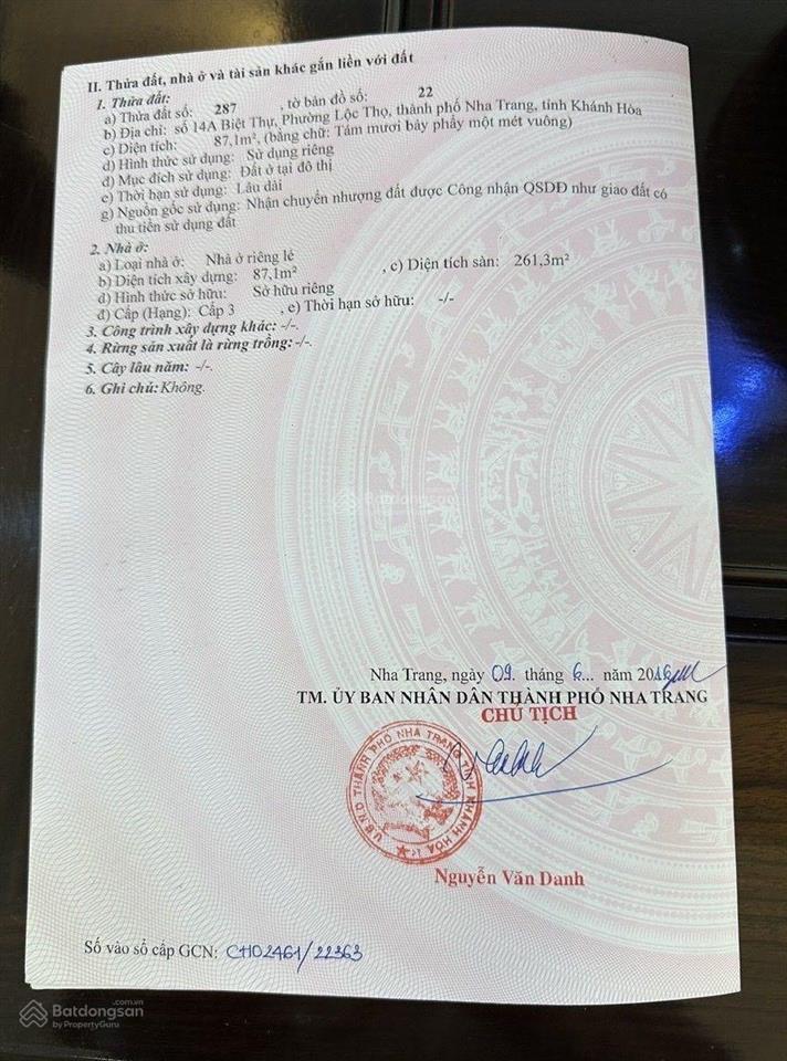 Bán nhà 3 tầng góc 2 mặt đường biệt thự 87,1m2 chỉ 52 tỷ. đang có dòng tiền 90tr/th. nha trang