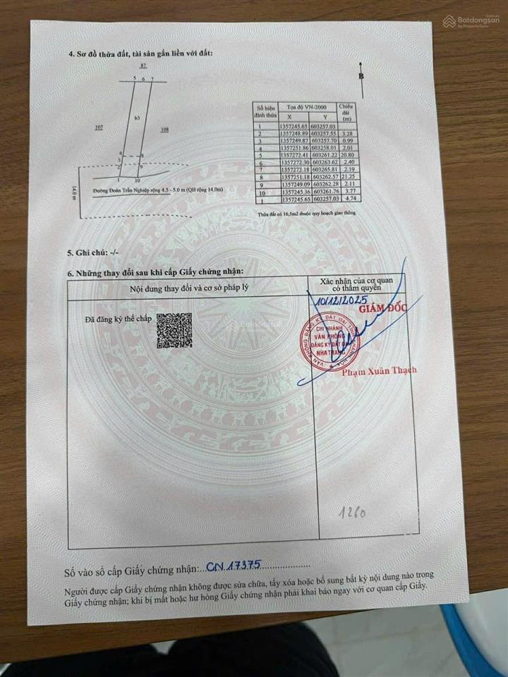 Bán nhà 3 tầng gần biển hòn chồng 125m2 ngang 4,75m chỉ 13,2 tỷ. mặt tiền đường đoàn trần nghiệp