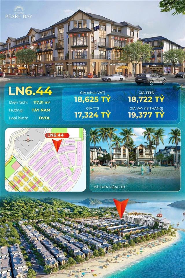Căn góc 117,3m2 vinhomes pearl bay nha trang chỉ 17,324 tỷ. phân khu lam ngọc. sở hữu 50 năm dvdl