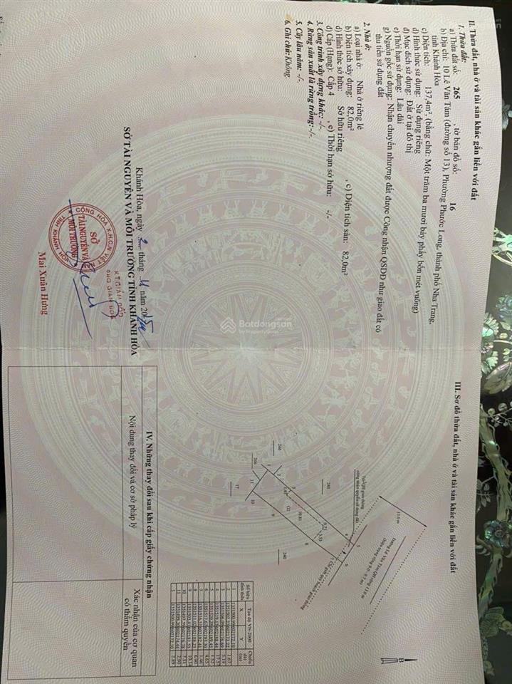 Giá cực tốt 137m2 ngang 5m giá 9,2 tỷ thương lượng. đường lê văn tám. phước long. nha trang