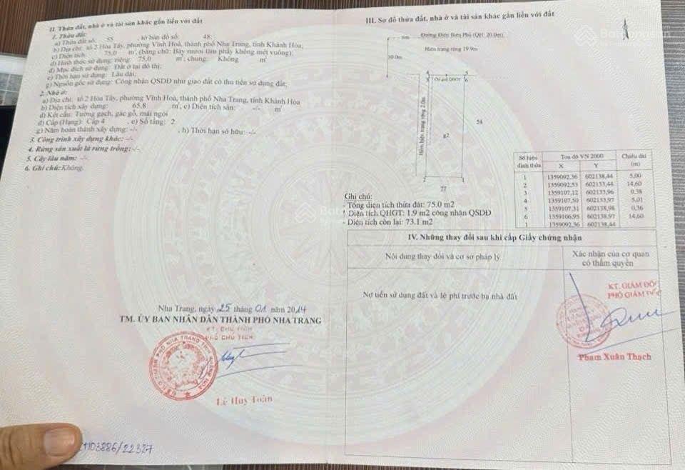 Bán nhà 2 tầng 75m ngang 5m góc 2 mặt đường điện biên phủ chỉ 8,6 tỷ. vĩnh hòa. bắc nha trang