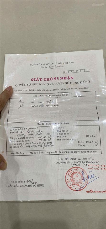 Bán đất tặng nhà 2tầng cũ 80,3m2 ngang 7,05m giá 210tr/m2. mặt đường hòn chồng vĩnh phước nha trang