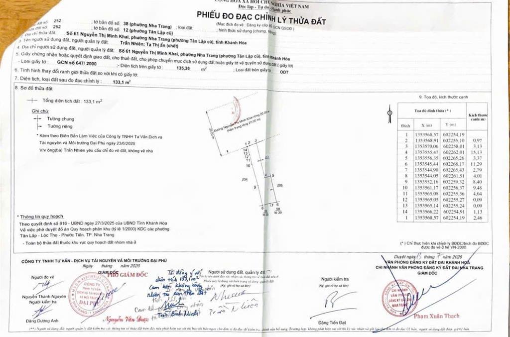 Bán 133,1m2 ngang 4,1m nở hậu. giá 36,6 tỷ. mặt đường nguyễn thị minh khai. vị trí đắc địa.