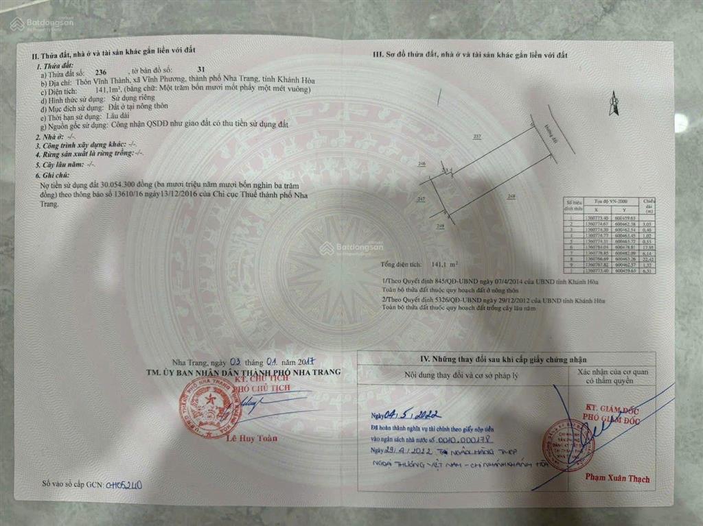 Bán 141m2 ngang 6m nở hậu 7,6m giá 2,95 tỷ. hẻm 5m đường nguyễn xiển phường bắc nha trang
