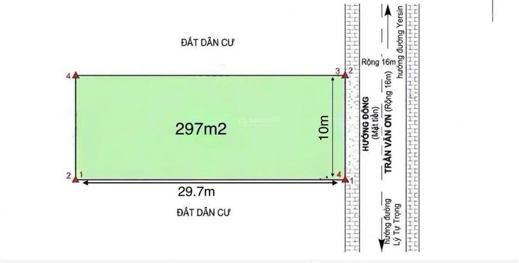 Đất gần biển 297,3m2 ngang 10m giá 59,46 tỷ. đường trần văn ơn. trung tâm tp nha trang