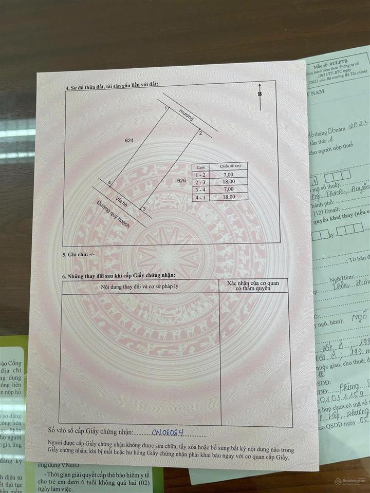Bán đất đấu giá x32 kim long, tam dương. diện tích 126m, mặt tiền 7m, đường 11m ô tô tránh. sổ đỏ