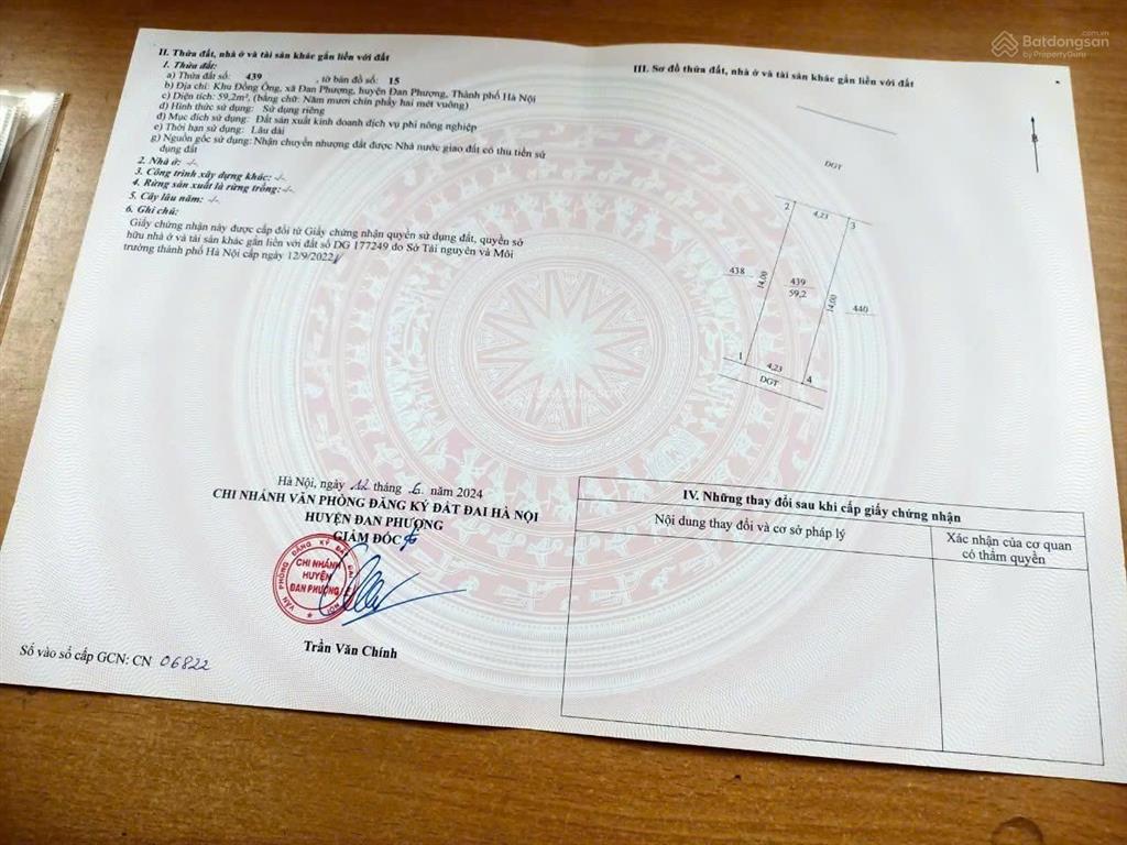 Bán 59,2m2, đất phân lô đồng ông, xã đan phương, hn.