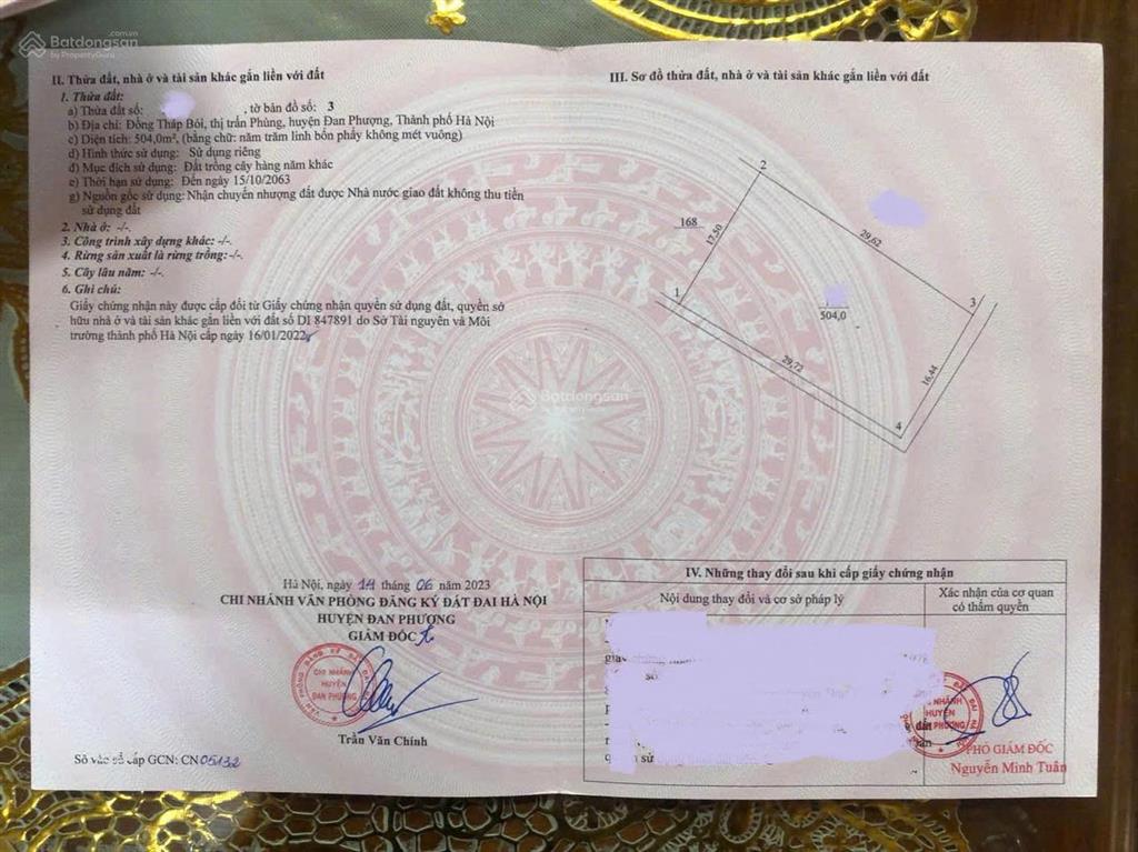 Bán 3 thửa ruộng xứ đồng tháp bói, xã đan phượng (thị trấn phùng), hn
