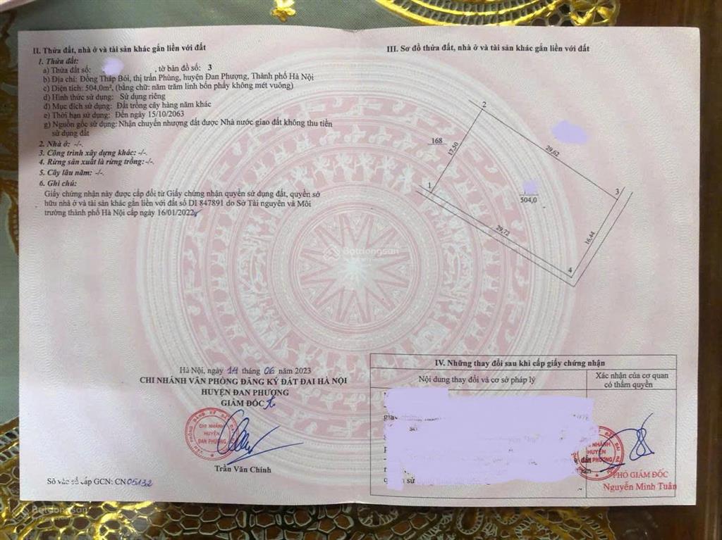 Bán đất ruộng xã đan phượng, hn (xứ đồng ngõ hiển  đan phượng)