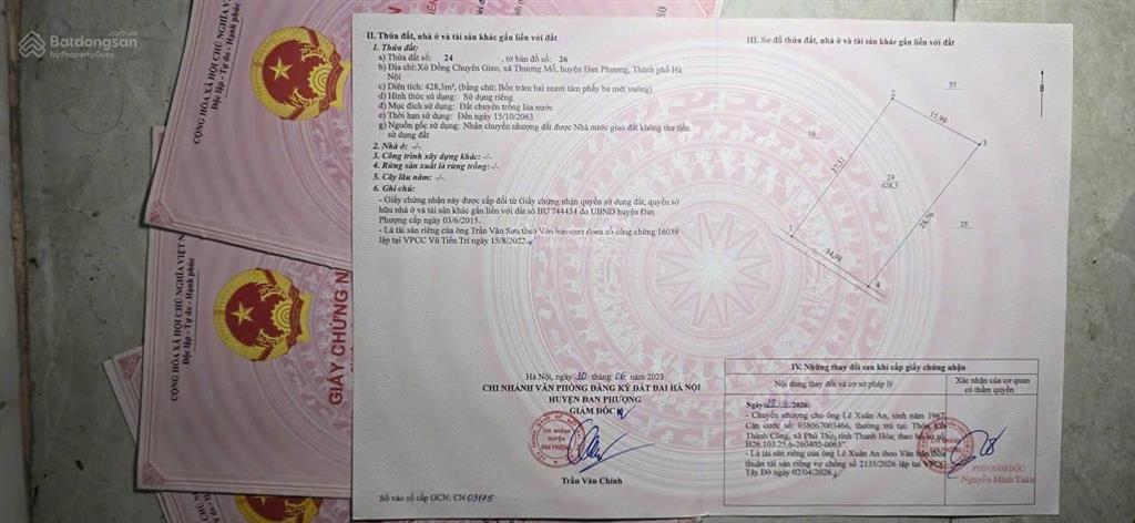Bán đất ruộng xã đan phượng, hn (xứ đồng tháp bói, thị trấn phùng)