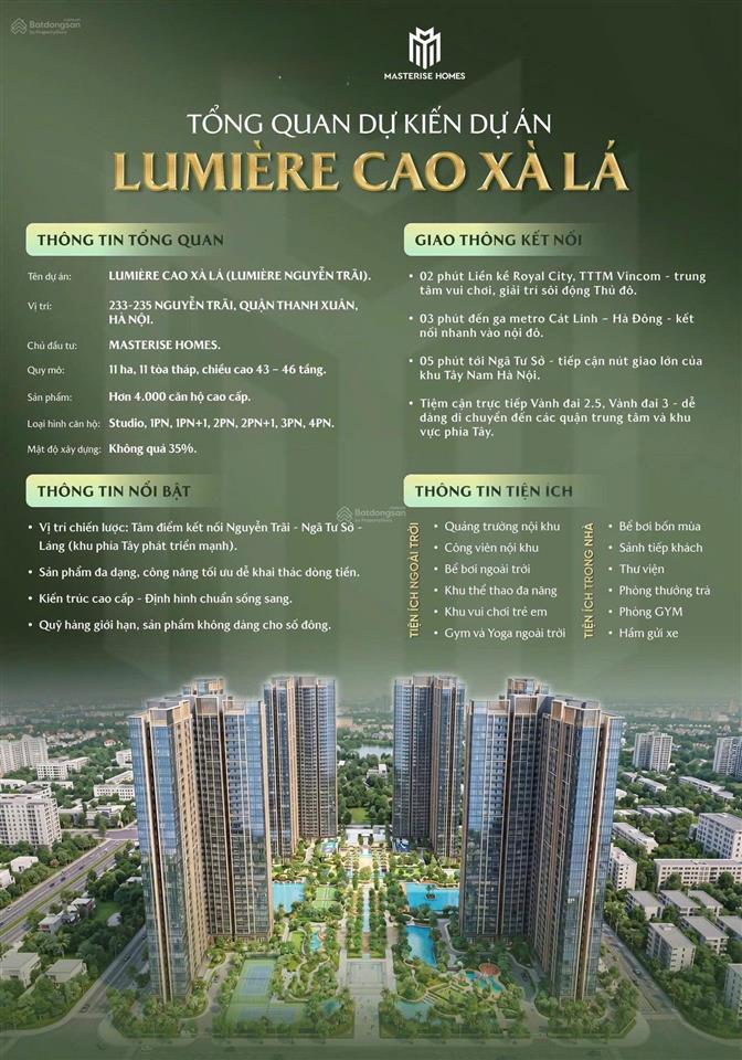 Giá bán căn hộ masterise lumiere nguyễn trãi