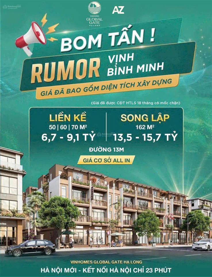 Giá bán nhà liền kề vịnh thiên đường nhiệt đới 1 vinhomes global gate hạ long xanh  nhịp 1 ngày 04
