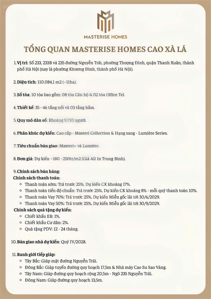 Tên dự án vinhomes cao xà lá (galaxy nguyễn trãi).chủ đầu tư tập đoàn vingroup.