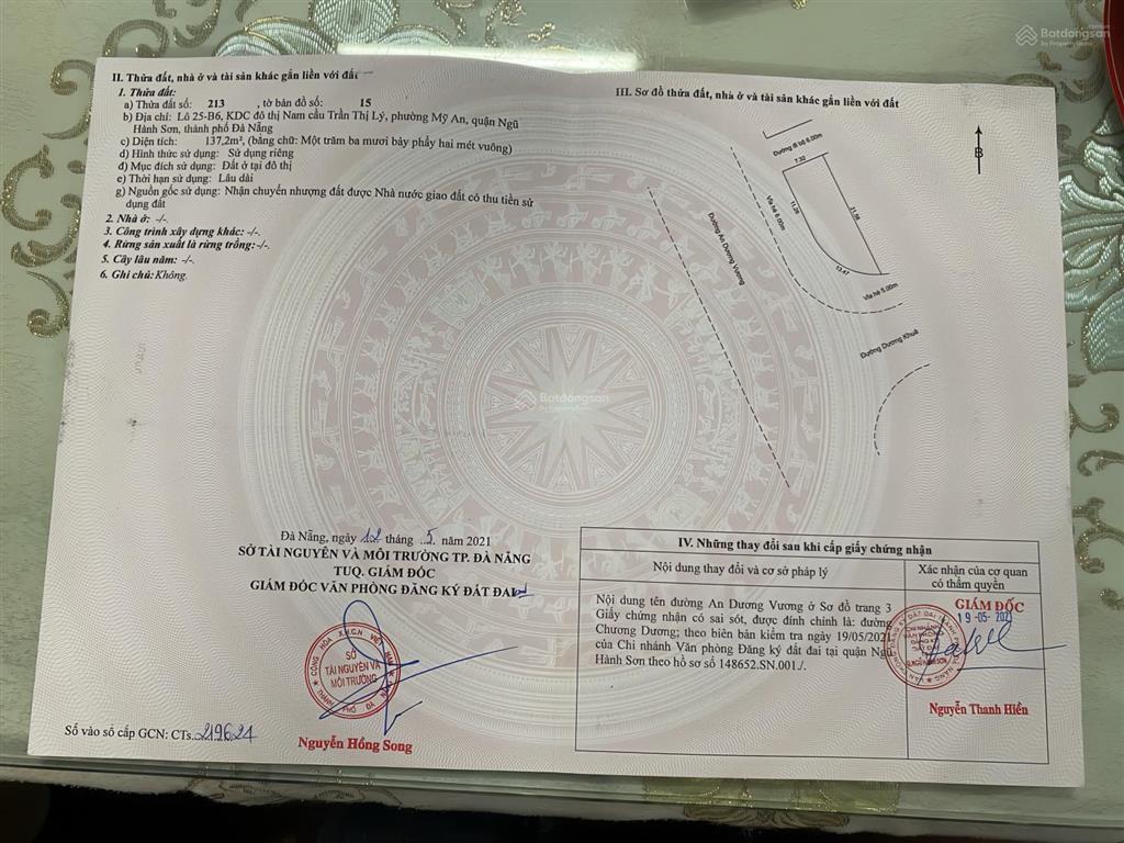 Góc 3 mặt tiền chương dương& dương khuê & đường đi bộ 5m view sông hàn, kinh doanh ngày đêm