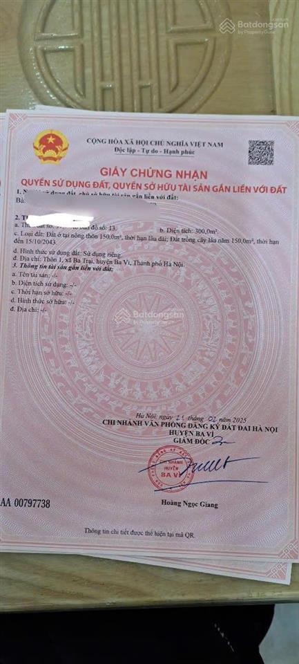 Lô đất rẻ nhất ba trại, cách tl86 chỉ 300m, dân cư đông đúc, gần trường, chợ, trạm y tế, ub xã cũ