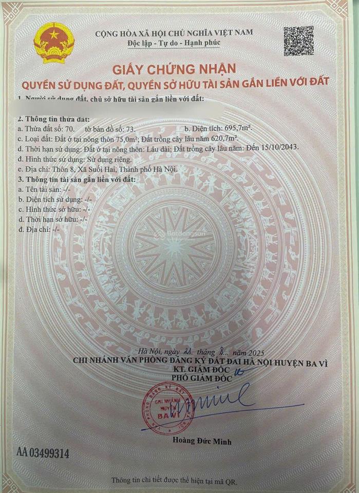 Đất nghỉ dưỡng suối hai 2 mặt tiền rộng thoángcách tl87 vài trăm mét, khu dân cư, view núi cực đẹp