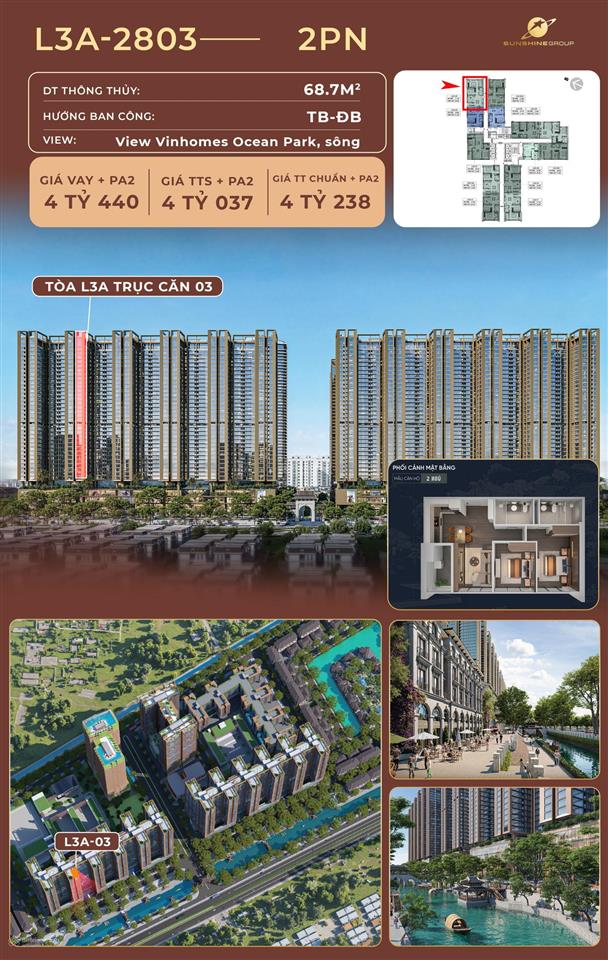 Bán căn góc 2pn tầng cao sunshine legend city, view vinhomes ocean park & sông hàng hiếm trục 03