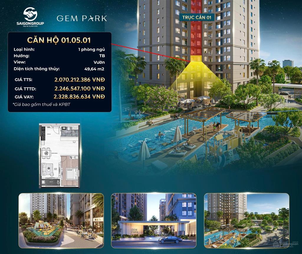 Nổi bật trong giỏ hàng đặc biệt gem park căn 1pn + 1 tòa ruby chỉ 2 tỷ