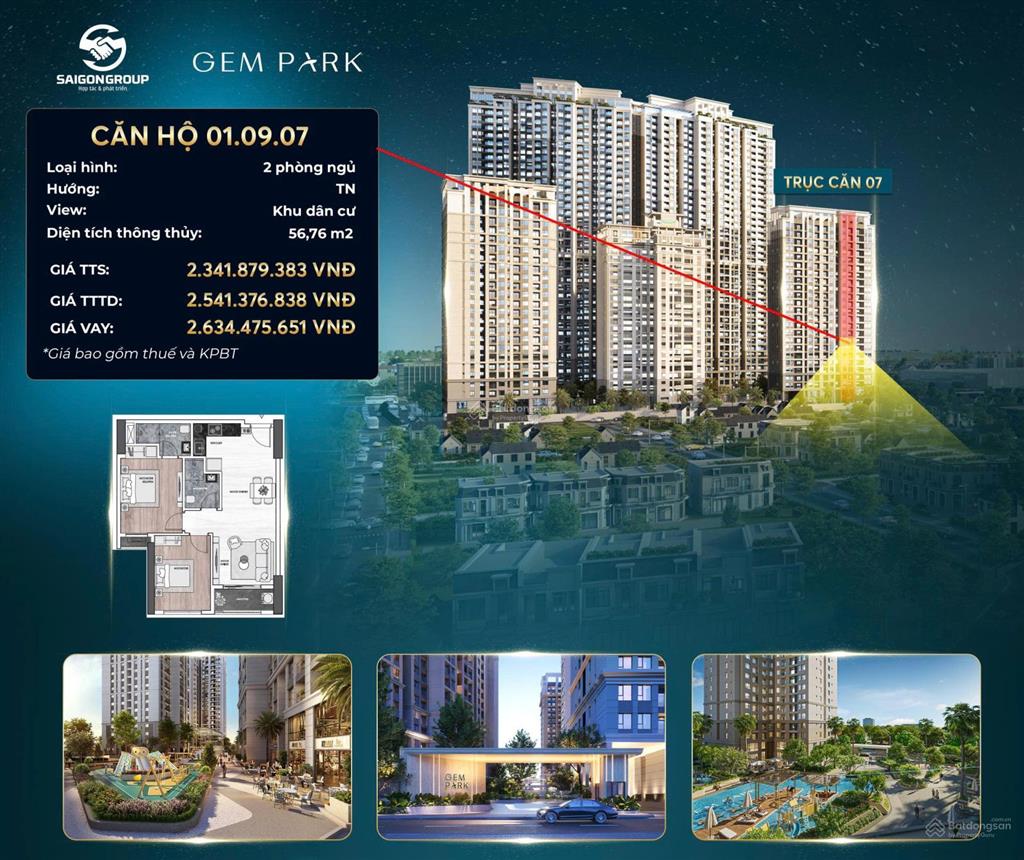 Hiếm có 01 căn 2pn tòa ruby  gem park hải phòng chỉ 2,3 tỷ