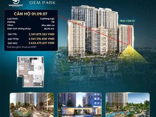 Hiếm có 01 căn 2pn tòa ruby  gem park hải phòng chỉ 2,3 tỷ