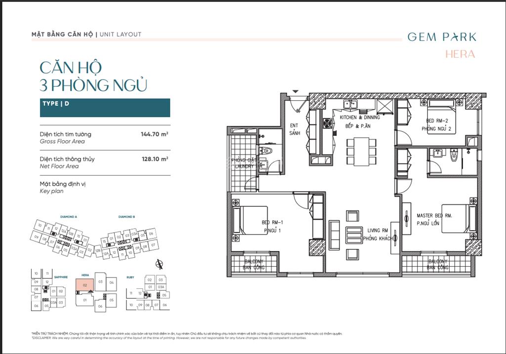 Chỉ 3,2 tỷ sở hữu căn hộ 3pn 94,4m2 nhận nhà ở ngay tại gem park hải phòng