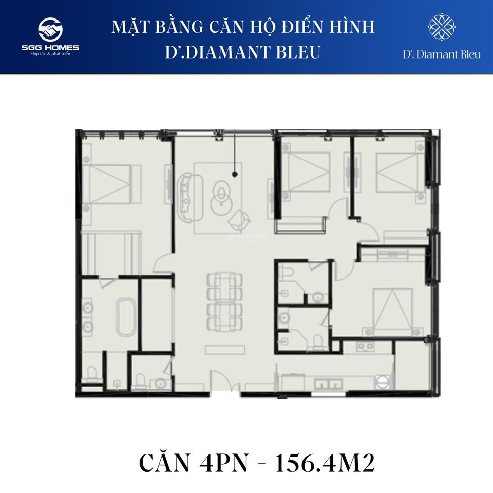Căn 4 phòng ngủ d. diamant bleu chỉ từ 89 triệu/m2