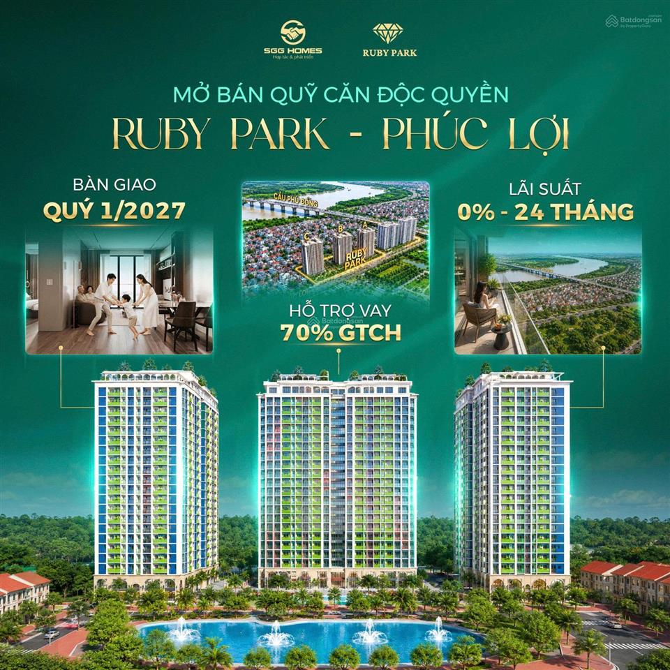 Ruby park phúc lợi căn 2pn 71,7m giá chỉ 4,1 tỷ