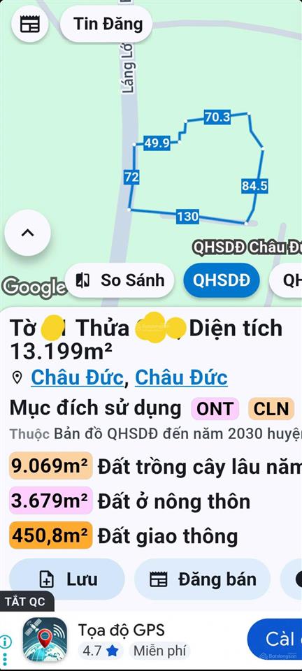 Cần bán lô đất mặt tiền đường láng lớn  xà bang