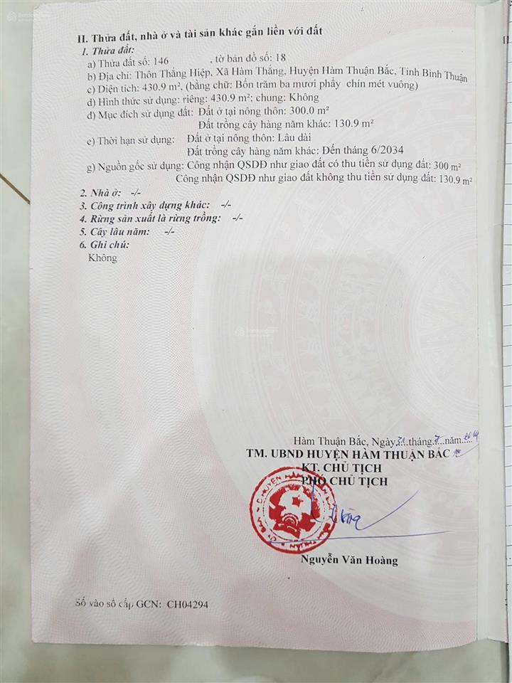 430 m2 có 300 m2 thổ cư, cách khu công nghiệp phan thiết 2km, trung tâm phan thiết 3km