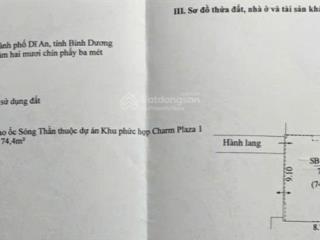 Bán cc charm city, đt 743, dĩ an, bình dương, 2,85 tỷ, 80 m2, giá tốt, đẹp