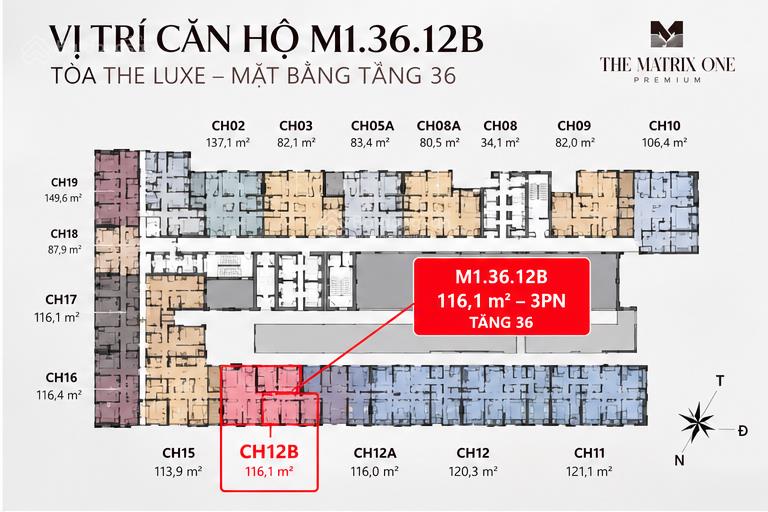 Hiếm  siêu rẻ chính chủ the luxe  3pn 116,1m2  tầng cao  đông nam  view thoáng  13,3 tỷ