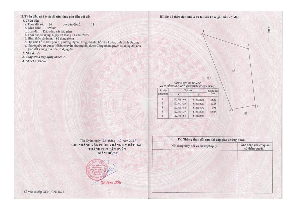 Bán đất tại phường uyên hưng, 14,4 tỷ, 1433 m2