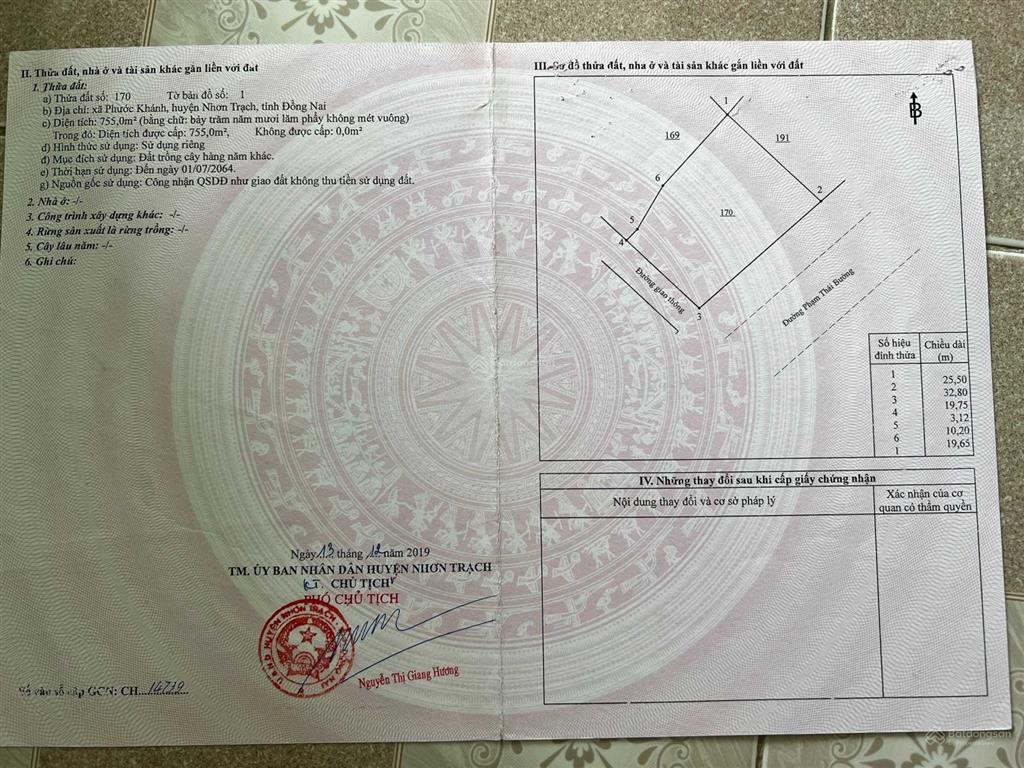 Chính chủ bán đất 755m2 góc 2 mặt tiền đường phạm thái bường. vị trí siêu đẹp