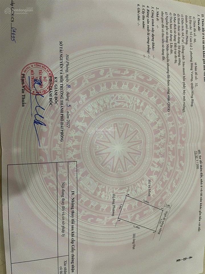 Bán 64,7m2 đất ngõ ô tô cam lộ, trung tâm hùng vương, hồng bàng giá 1,63