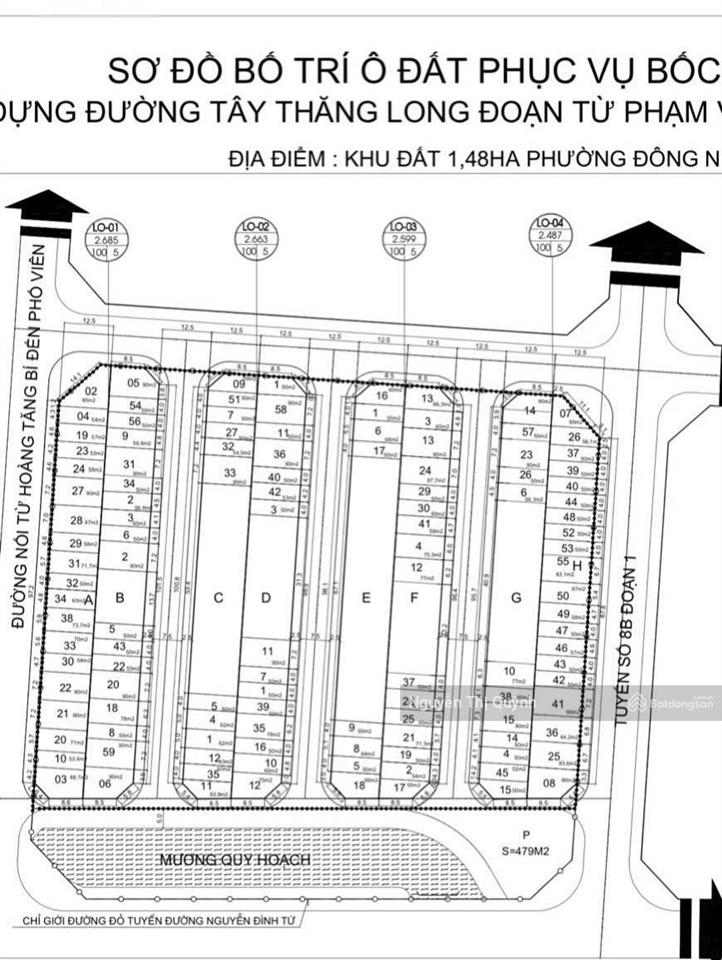 Bán đất phân lô tái định cư nguyễn đình tứ, bắc từ liêm 90m2 mặt tiền 7.2m. giá 195 triệu/m2