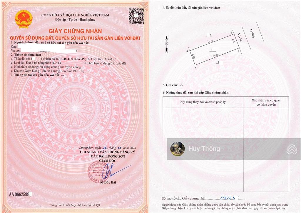 Bán 115,5m2 phương đông, lương sơn, phú thọ. giá nhỉnh 2,x tỷ. cách xuân mai hn 5km