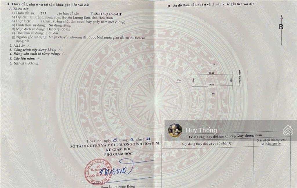 Bán 87,5m2 phố chợ lương sơn, phú thọ. mặt chợ trung tâm. cách nội đô hà nội 35km