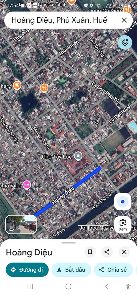 Đất mặt tiền đường hoàng diệu, gần chợ tây lộc