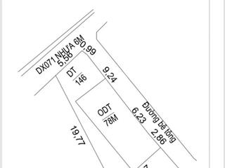 Lô góc 2 mặt tiền đường dx071 phường định hoà, phù hợp làm văn phòng, xây nhà vườn biệt thự