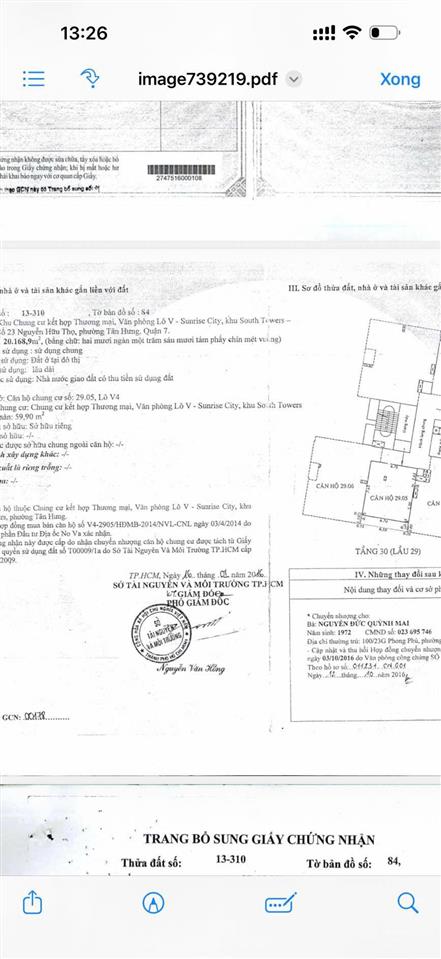 Căn hộ sunrise city south tầng 30 ngang 6,75m có ban công,có hỗ trợ bank