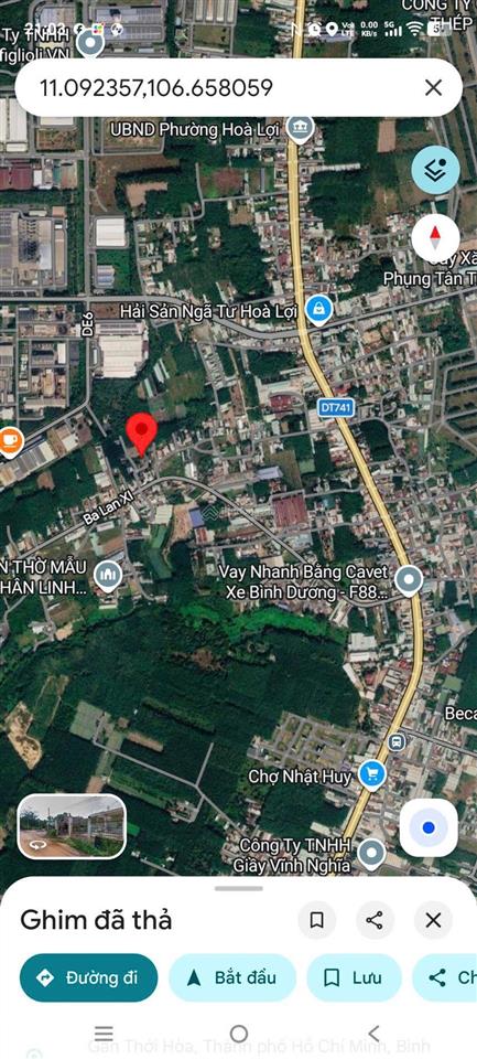 Đất hoà lợi 1 sẹc đường balanxi vào 100m cách chợ nhật huy 500m, dt 5 x 43m tc 60m2