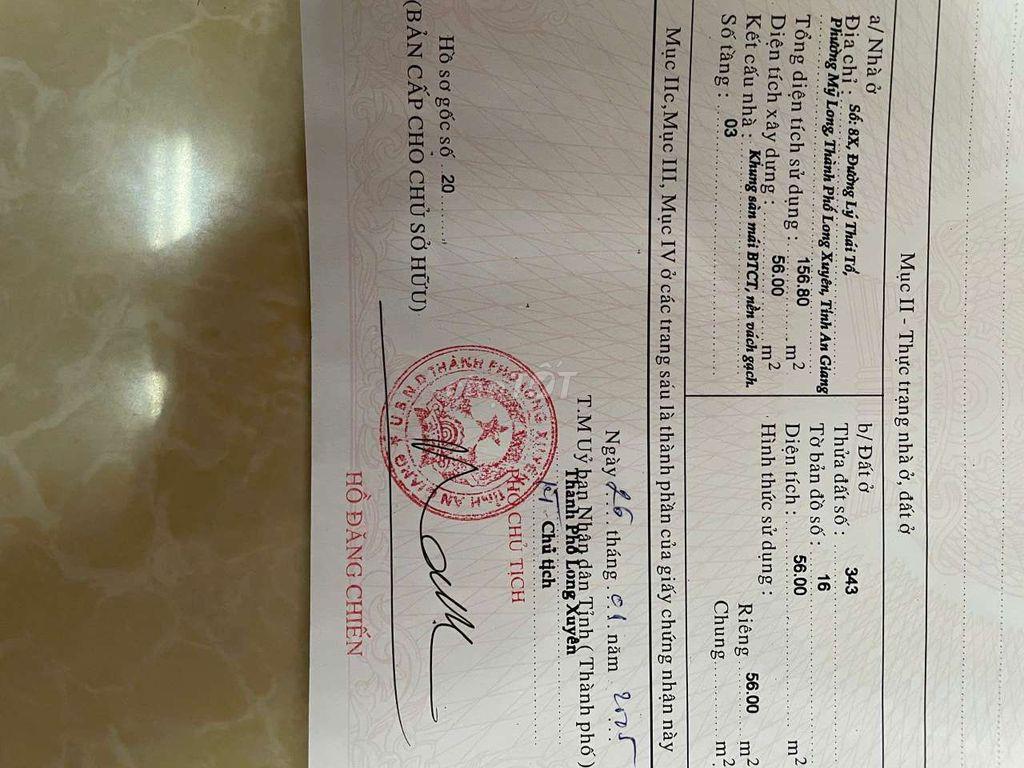 Nhà mặt tiền  đường Lý Thái Tổ