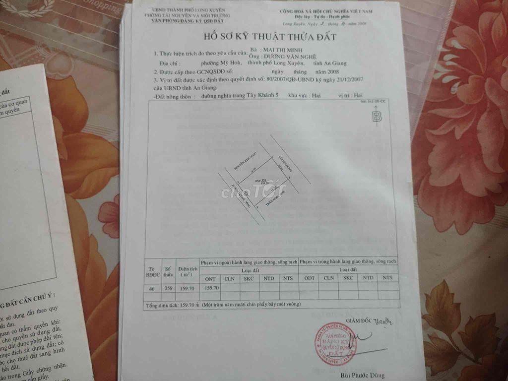 Bán đất cặp Mương Khai nhỏ, Mỹ Hoà, Long Xuyên