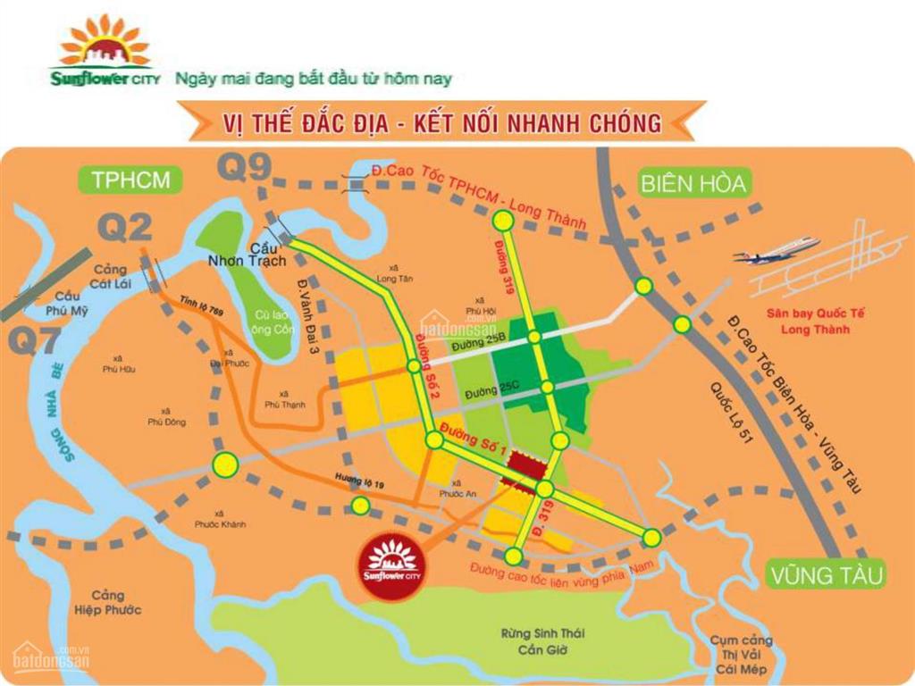 Cần bán 1 số nền đất dự án sunflower city, nhơn trạch, đồng nai thuộc cđt phúc khang.  0935 373 ***