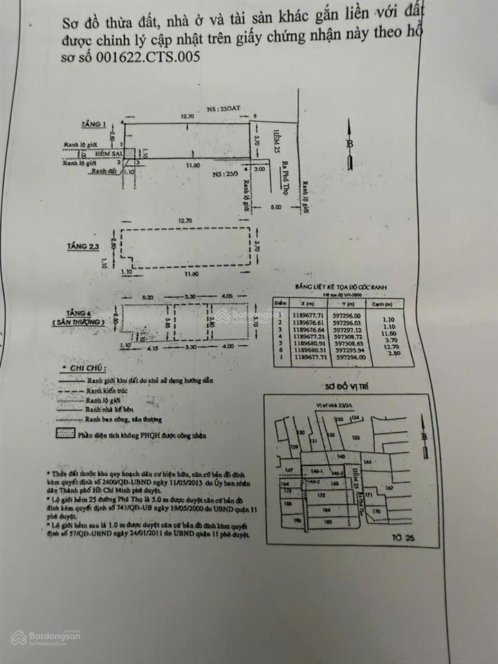 Bán nhà hẻm 5m(0xh) phú thọ p.1, q.11 giá 6,7 tỷ