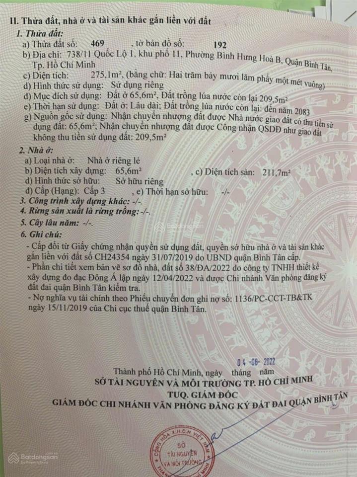 Bán nhà biệt thự giá rẻ 2mtnb 7m (xt) 738/11 quốc lộ 1a, p.b.h.hòa b, q.bt 9,49tỷ