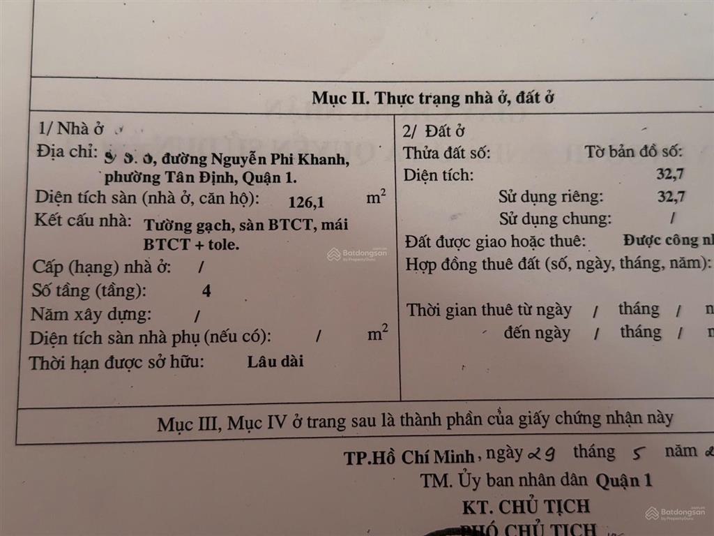 Bán nhà mt đường nguyễn phi khanh, p. tân định, q.1, giá 13.9 tỷ.