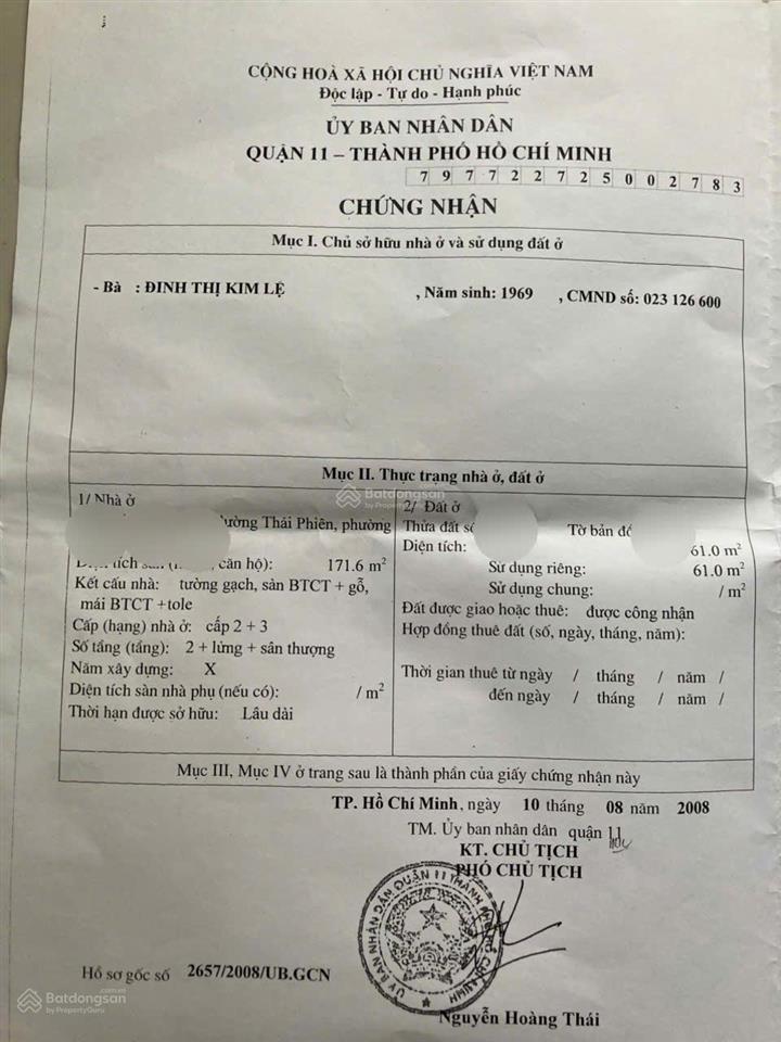 Bán nhà 2 hẻm 2m thái phiên, p.2, q.11, 5.9 tỷ.
